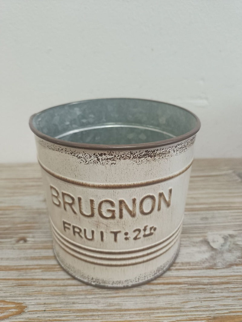 Vintage French Country "Brugnon Fruit" Metal Planters (Set of 2)