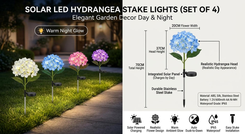 Luminous Gardenia Solar Pathway Lights – Waterproof Blooming Flower Garden Stakes