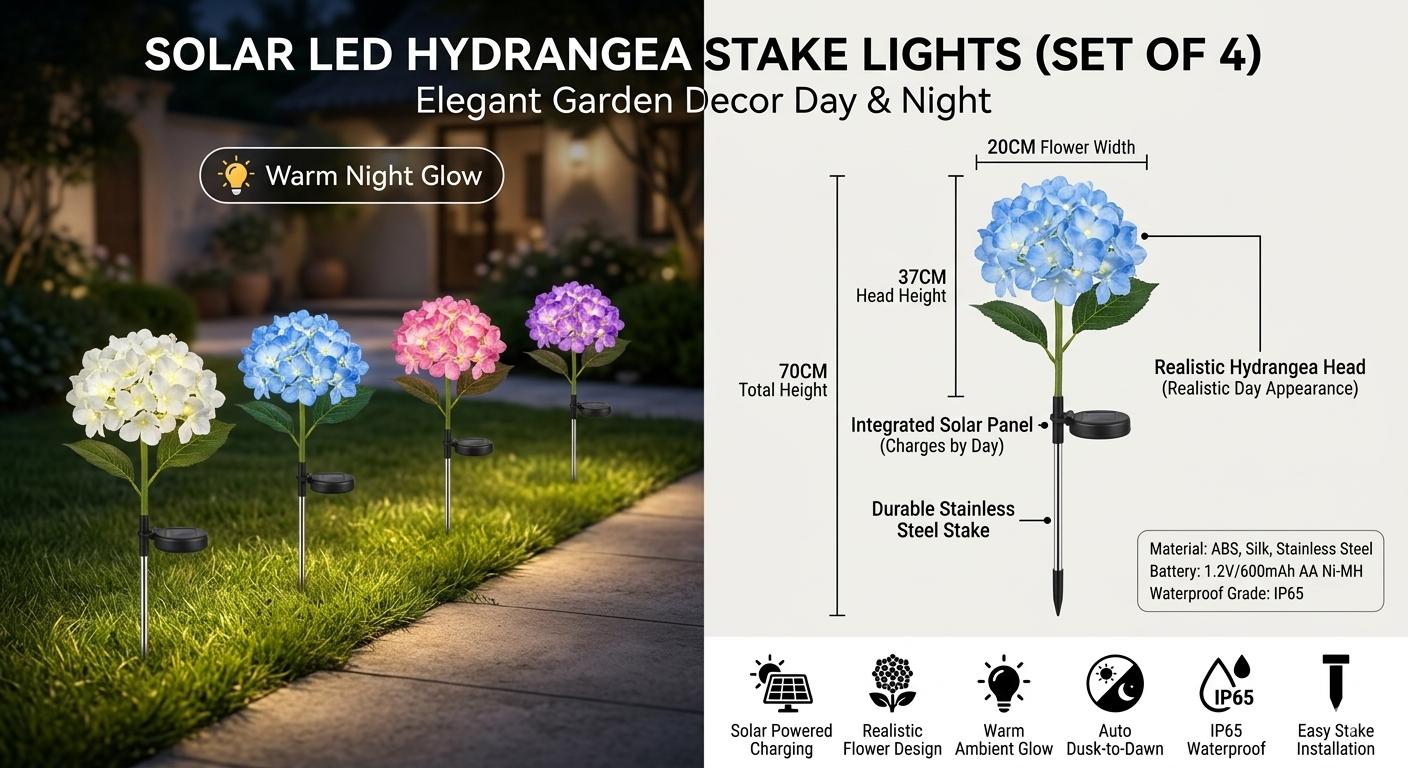 Luminous Gardenia Solar Pathway Lights – Waterproof Blooming Flower Garden Stakes