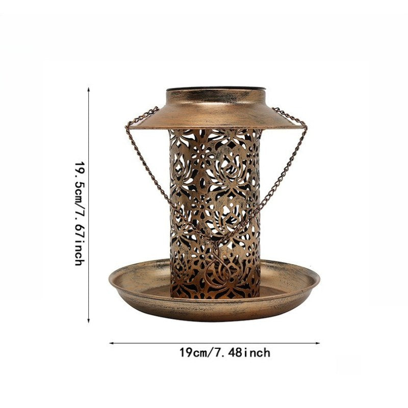 Luminous Solar Bird Feeder – Vintage Bronze Hanging Lantern & Wild Bird Station