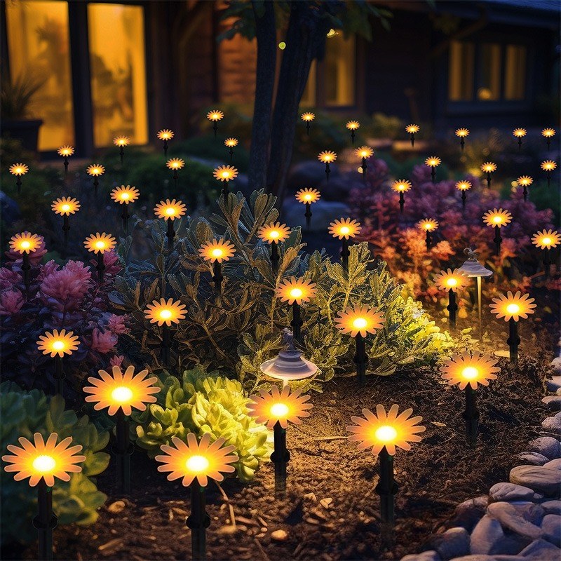 Luminous Solar Sunflower String Lights – Waterproof Pathway Garden Stakes (8 Lighting Modes)