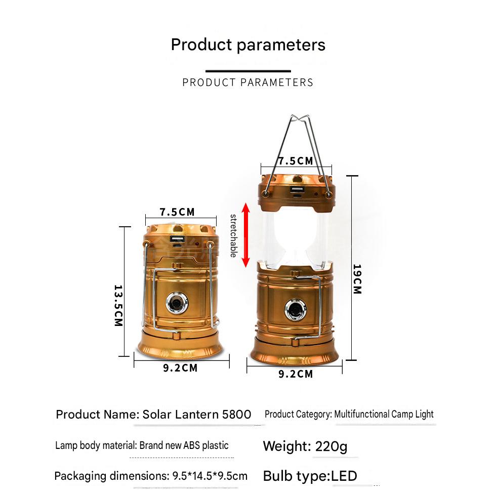 4-in-1 Collapsible Solar Camping Lantern – Pop-Up LED Tent Light, Flashlight & Emergency Power Bank