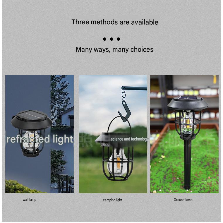 3-in-1 Solar Edison Lantern – Motion Sensor Outdoor Stake, Wall Sconce & Hanging Light