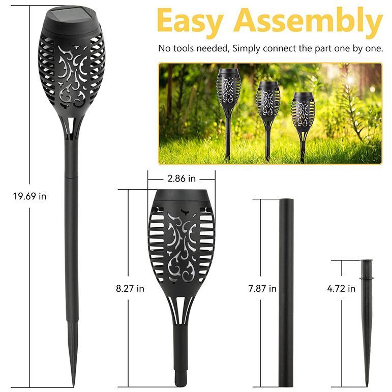 Solar Flickering Flame Torch Lights – Waterproof LED Garden Pathway Stakes