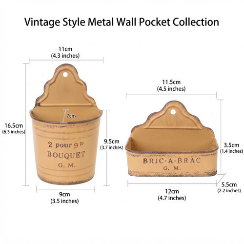 Vintage French Country Metal Wall Planter Set of 3 – Rustic Garden Decor