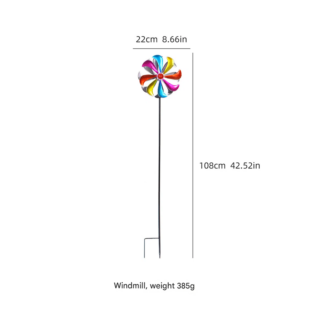 Kinetic Rainbow Wind Spinner – Colorful Metal Windmill Garden Stake (42.5" Tall)