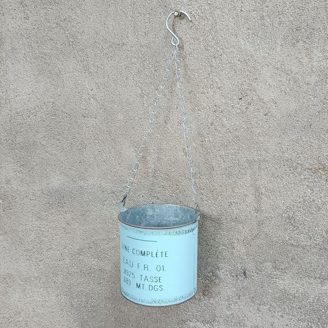 Vintage French Country Metal Hanging Planter with Chain