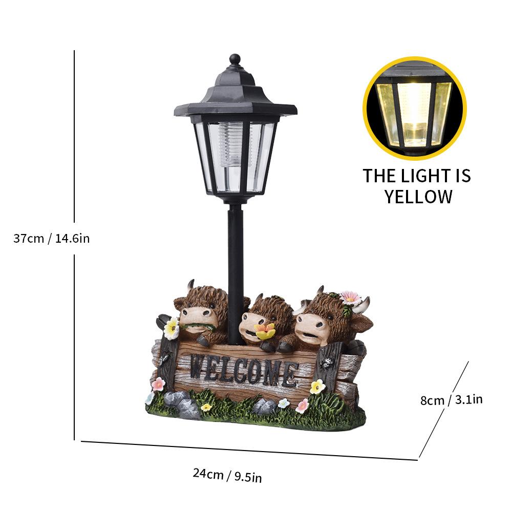 Storybook Solar Animal Garden Statues – Hand-Painted Resin Sculptures with Auto-Charging LED Lanterns