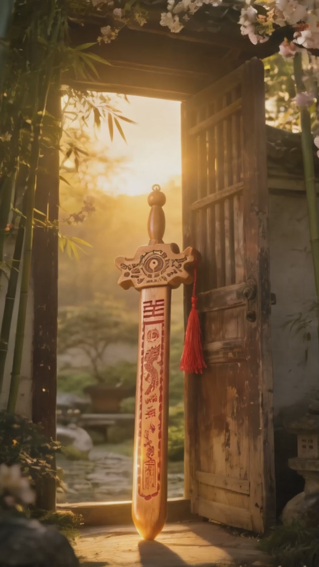 Chinese Peach Wood Sword – Oriental Feng Shui Garden Guardian Decoration