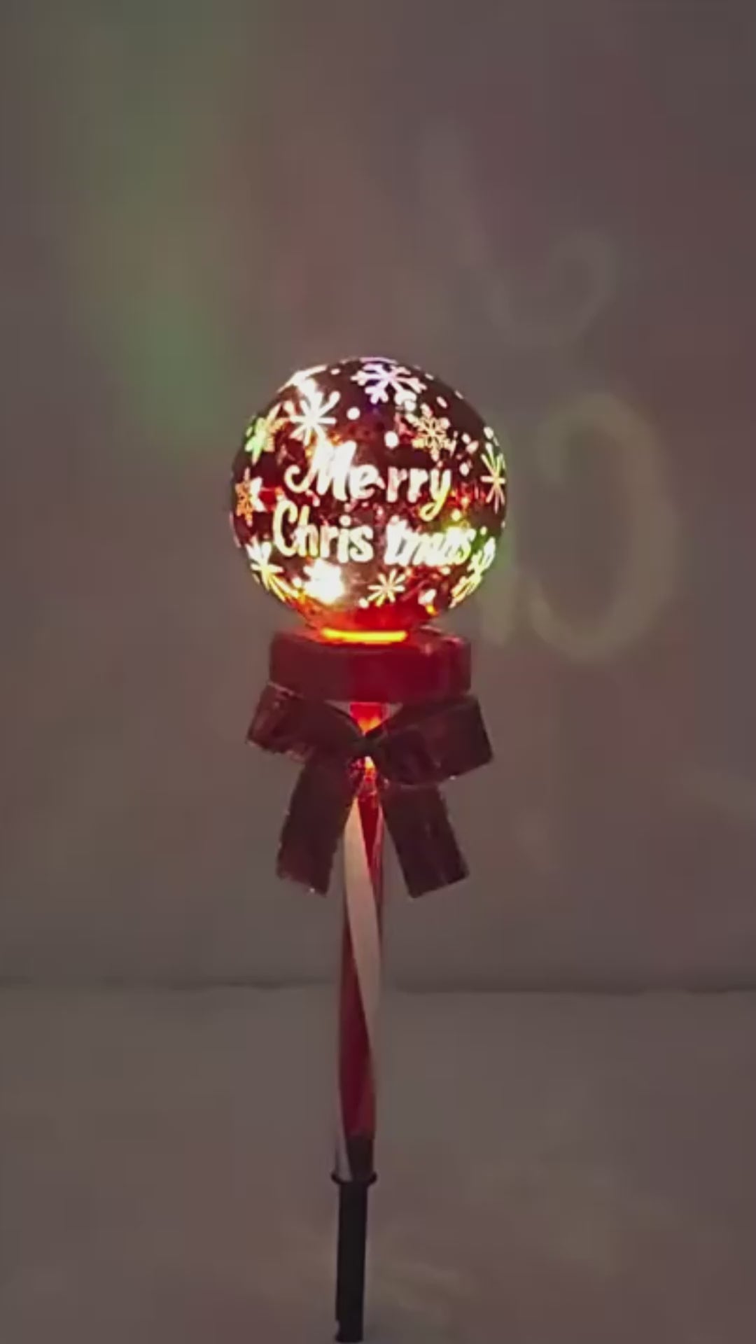 Solar Christmas Snowflake Garden Lights – Set of 2 Red Ball Lawn Stakes